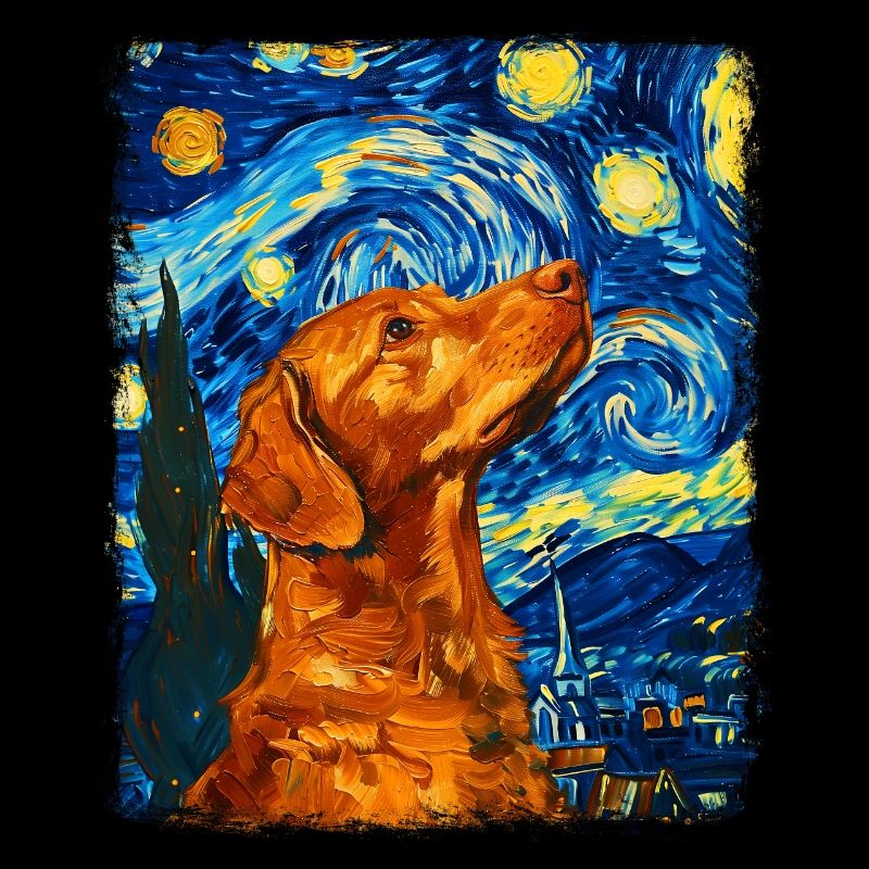Chesapeake Bay Retriever Hund Sternennacht Gemälde
