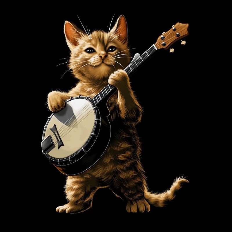Orange Katze Tabby Katze Bluegrass Banjo Spieler