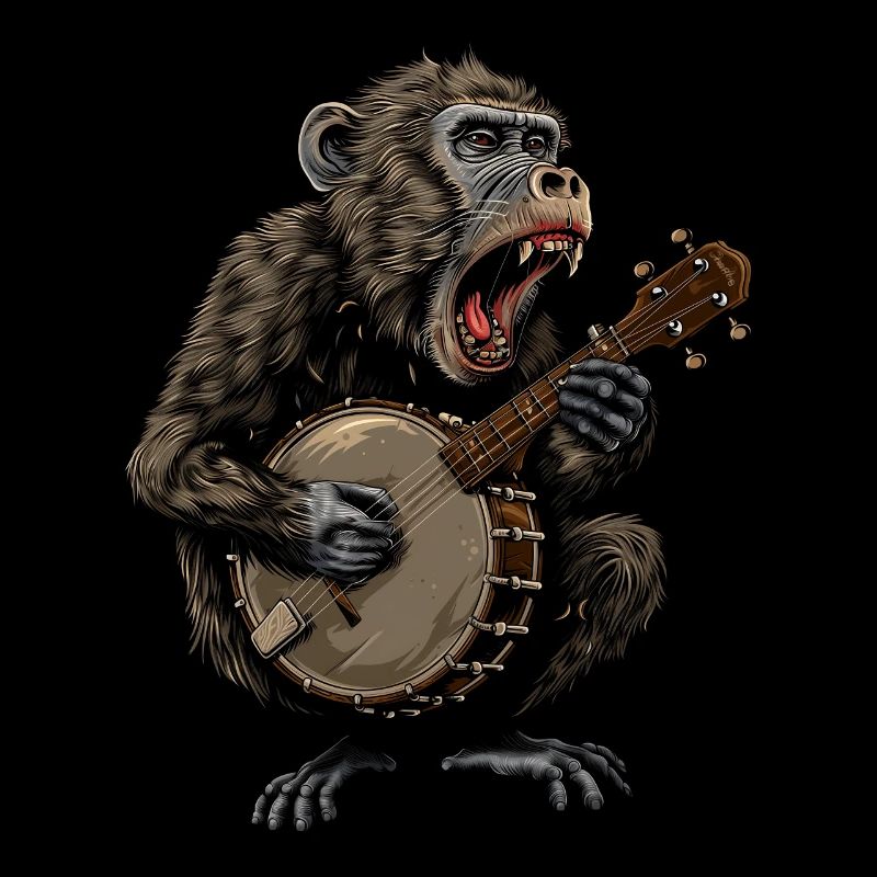 Baboon Monkey Bluegrass Banjo Spieler