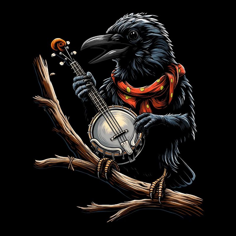 Crow Raven Joueur de banjo bluegrass