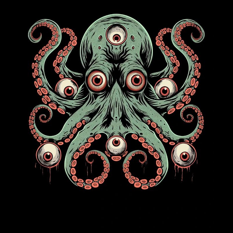 Weirdcore Ästhetischer Oktopus Augäpfel Cthulhu St