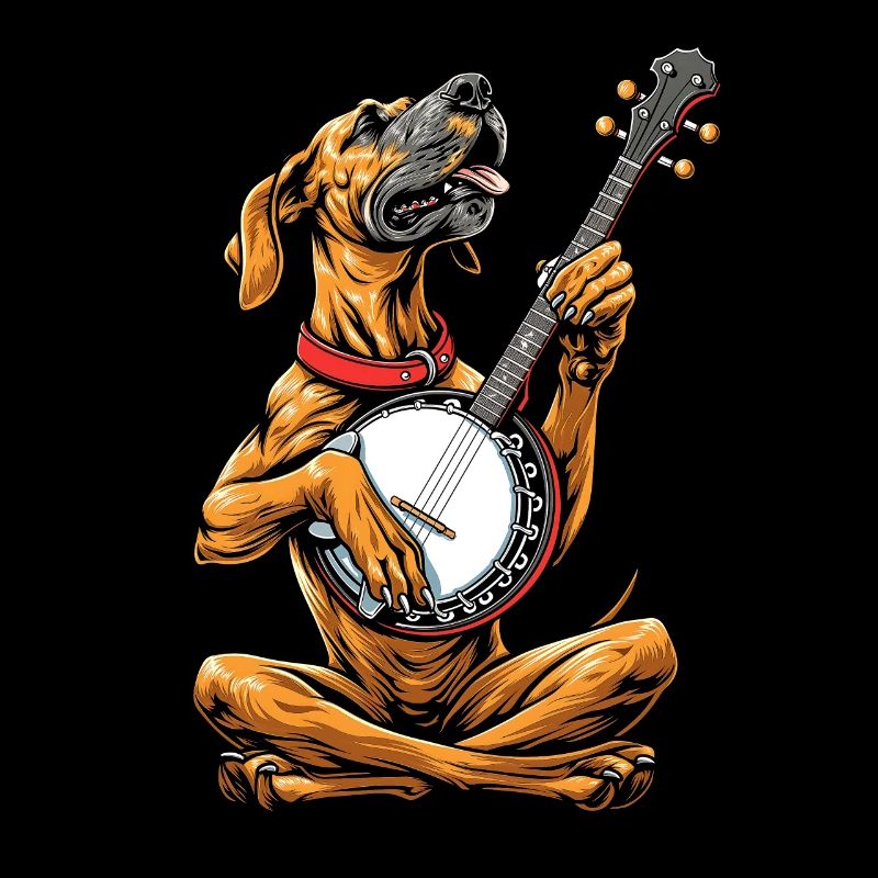 Great Dane Dog Bluegrass Banjo Player