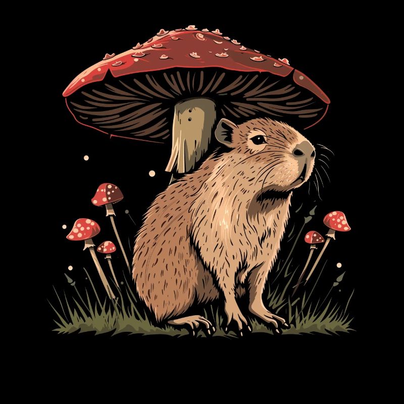Cottagecore Esthétique Capybara Champignon Vintage Gobli