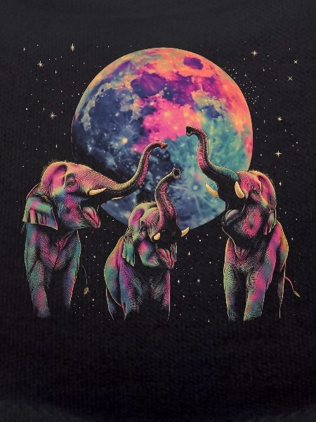 Elephant Animal Howling Moon