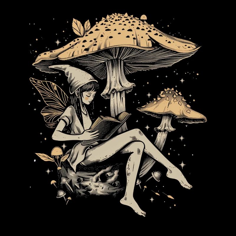 Cottagecore esthétique fée livre champignon sorcière fée