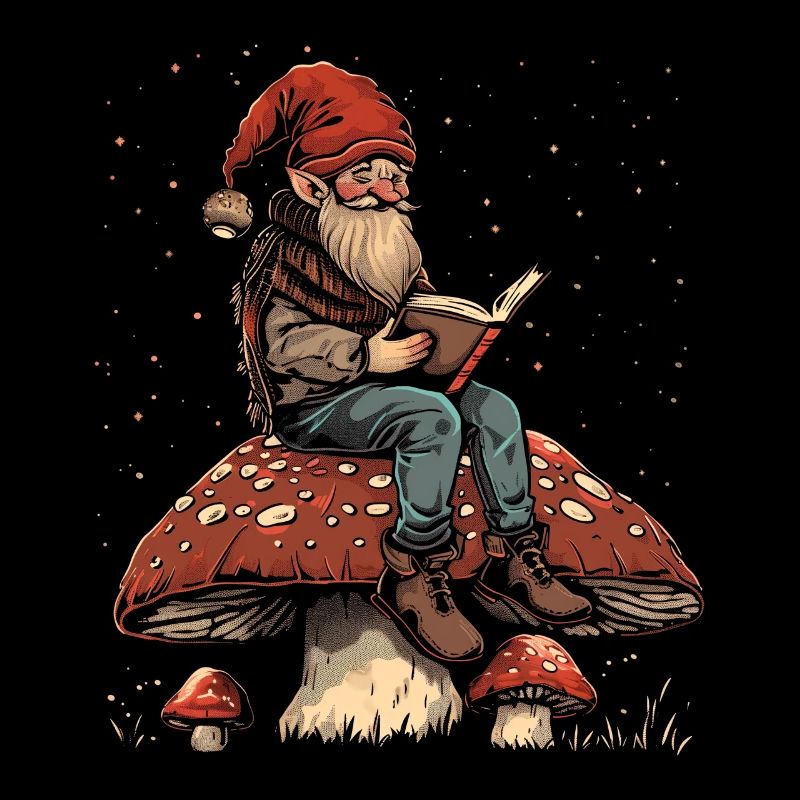 Cottagecore esthétique elfe lecture livre champignon sorcière