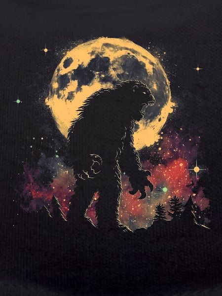 Bigfoot Sasquatch Yeti Heulender Mond