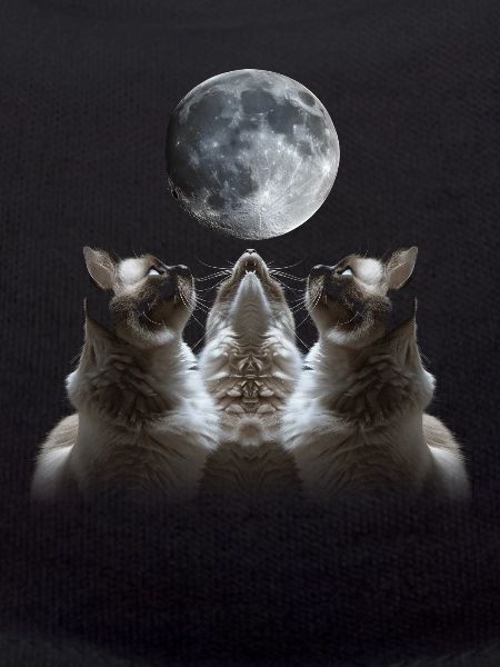 Birman Cat Howling Moon