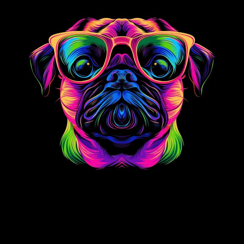Mops Hund Sonnenbrille Popart