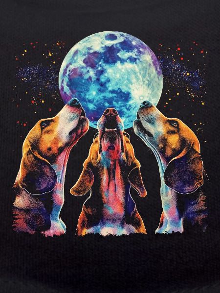 Beagle Dog Howling Moon