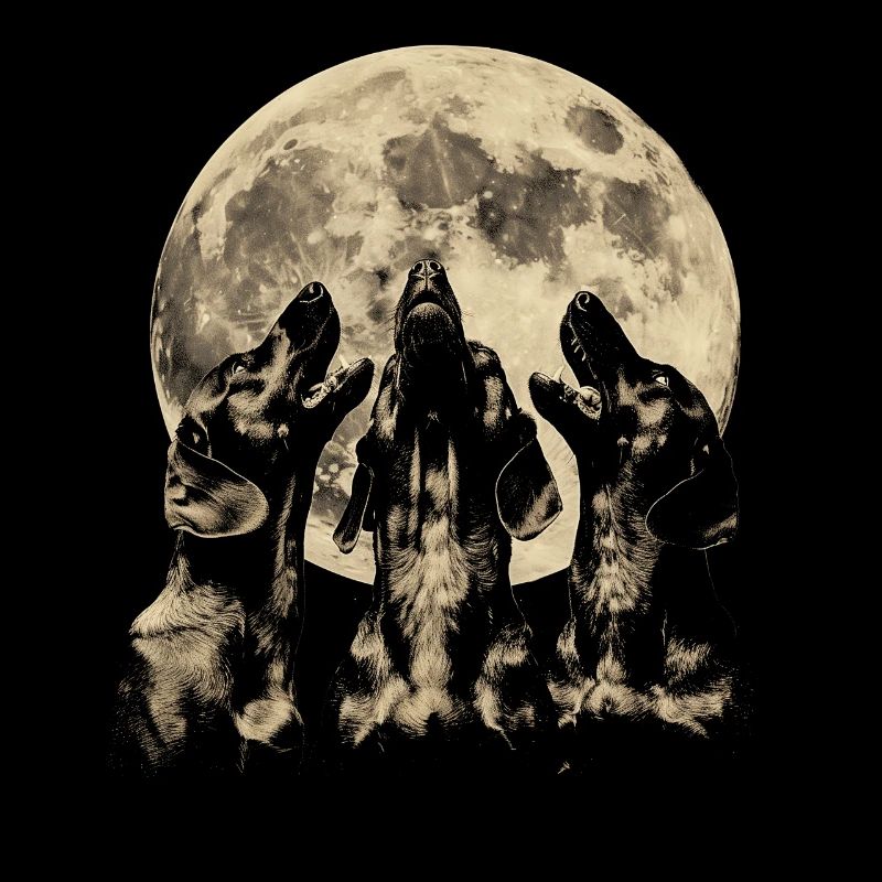 Dackel Hund Heulender Mond