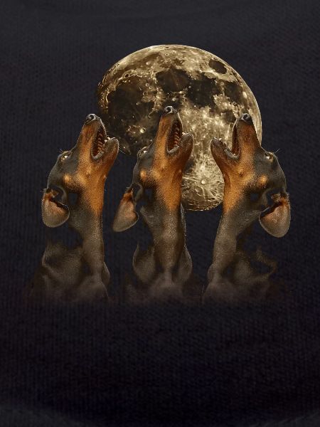 Dachshund Dog Howling Moon