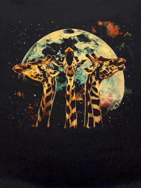 Giraffe Animal Howling Moon