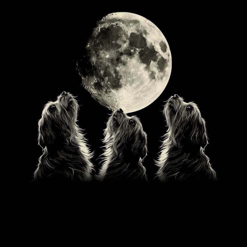 Havanese Dog Howling Moon