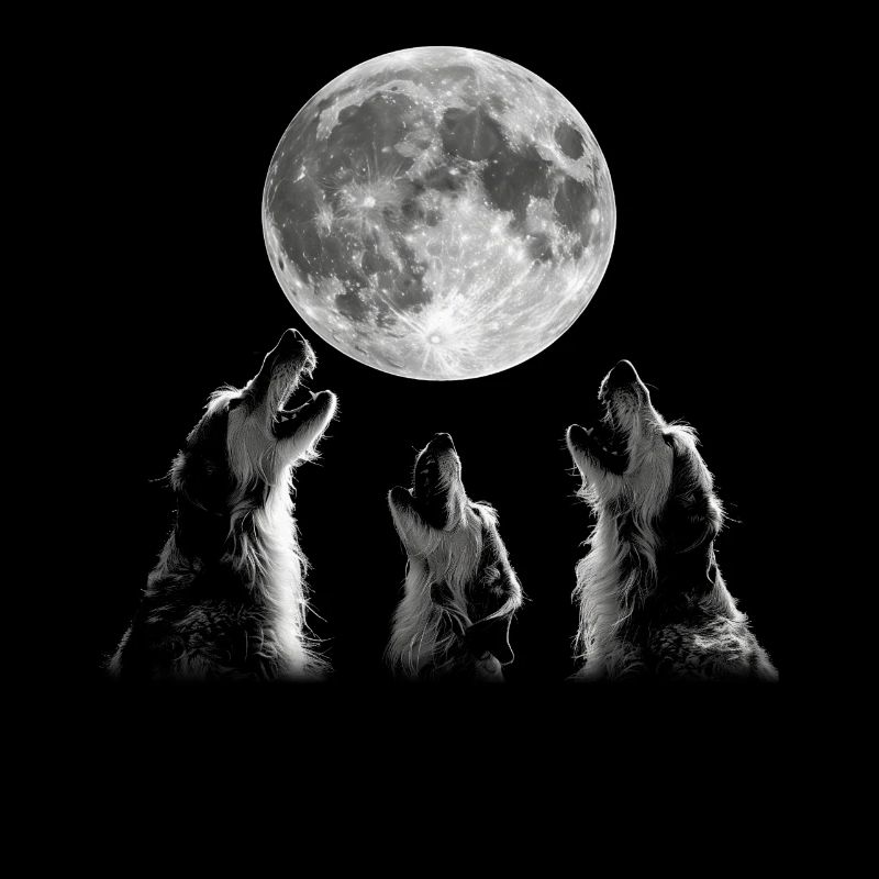 Irish Wolfhound Chien Howling Moon