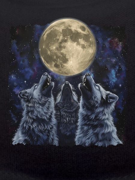 Keeshond Dog Howling Moon