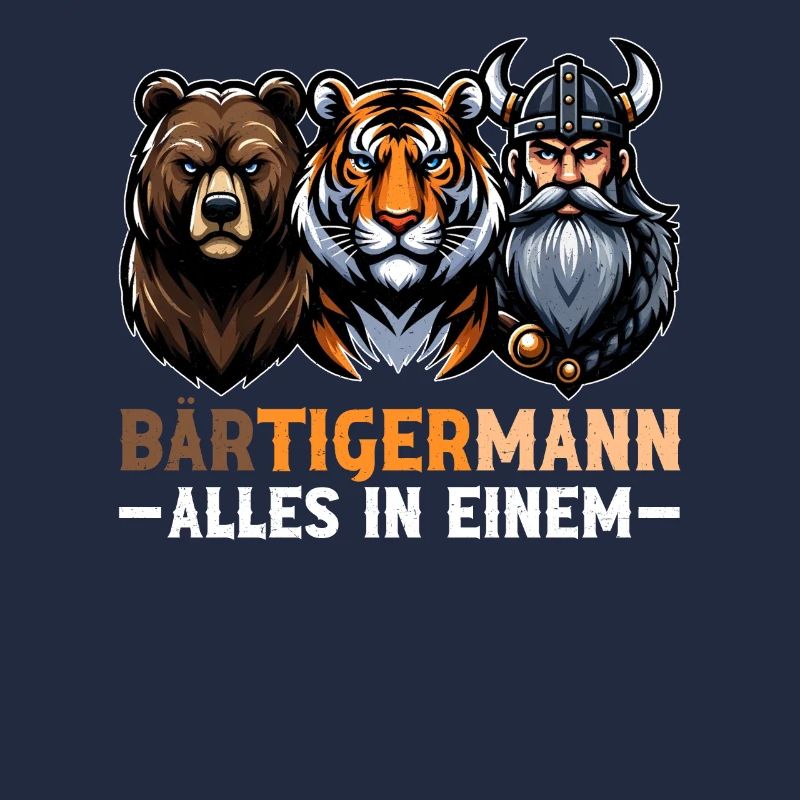 BEARDED MAN Viking Beard Man Tiger Funny