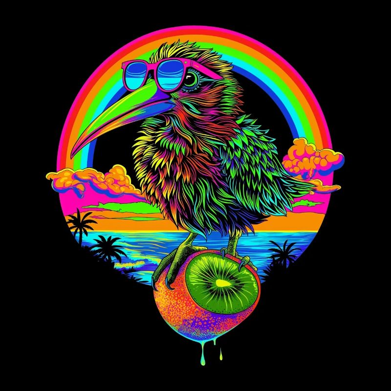 Kiwi Tier Obst Sonnenbrille Strand Regenbogen Popa