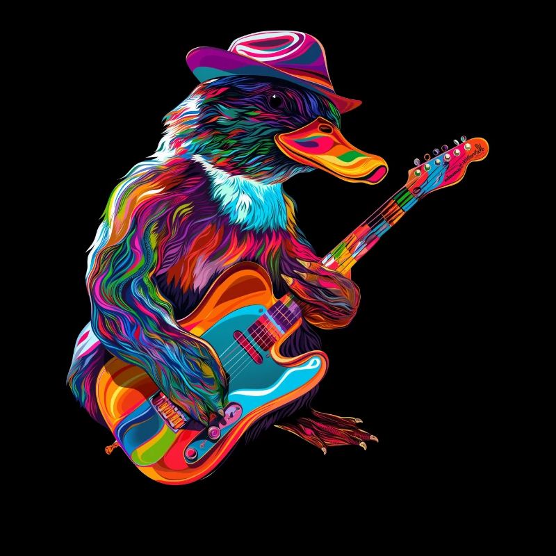 Platypus Mammal Guitar Cowboy Hat Popart