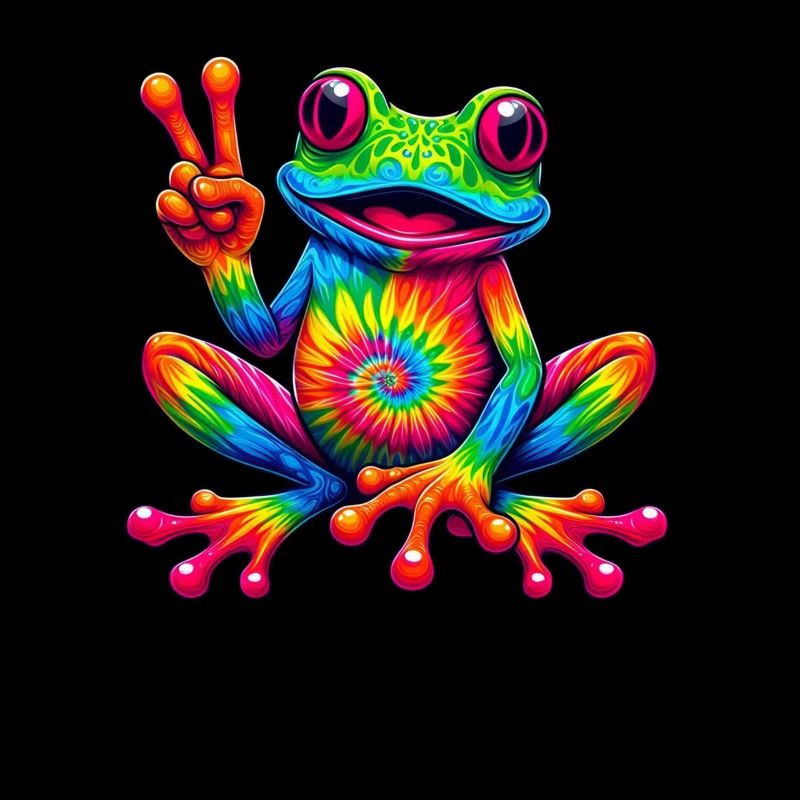 Frosch Friedenszeichen Niedliche Hippie