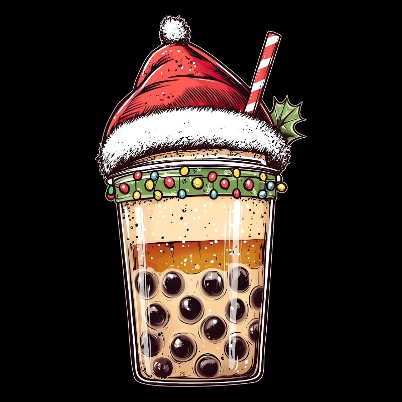 Boba Tea Bubble Tea Thé au lait Chapeau de Noël