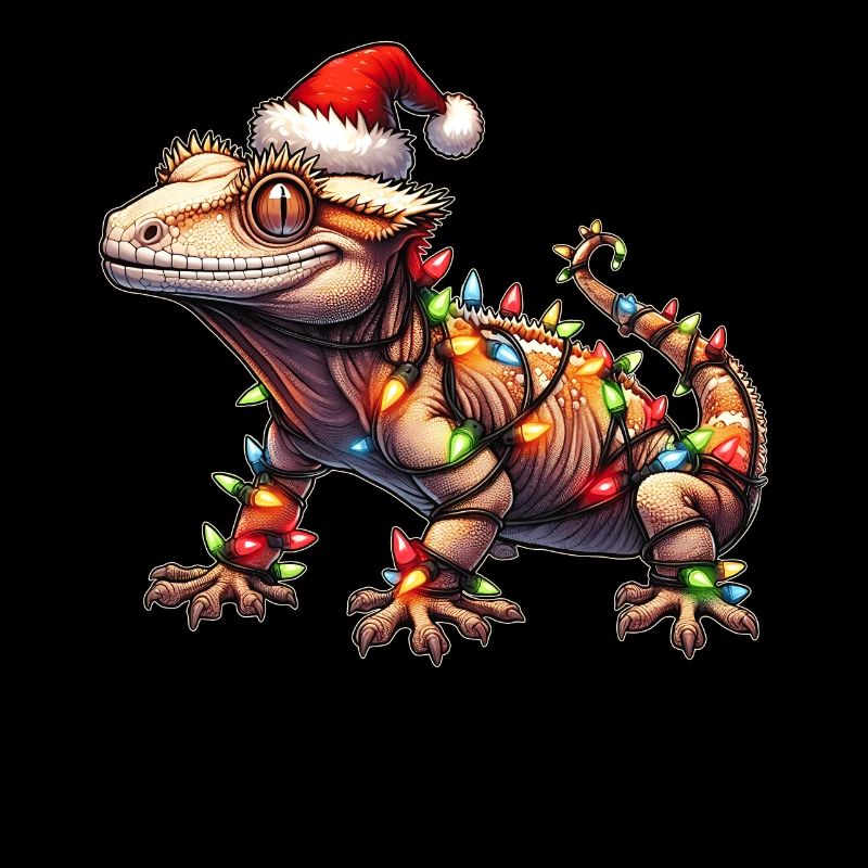 Chapeau de Noël Gecko Lizard à crête Noël