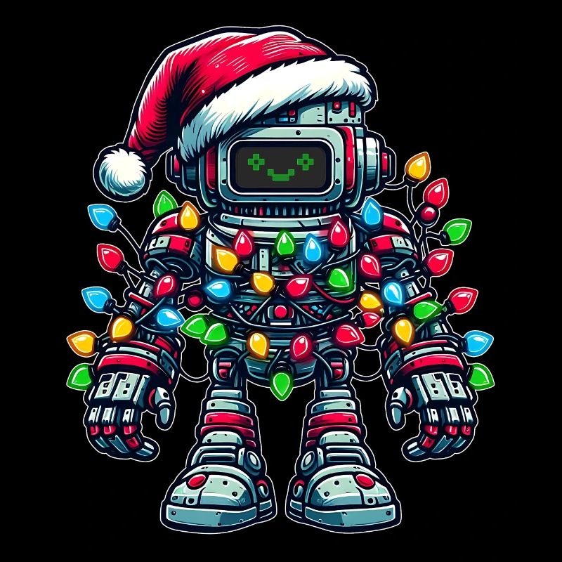 Roboter Robotertechnik Weihnachtsmütze Xmas