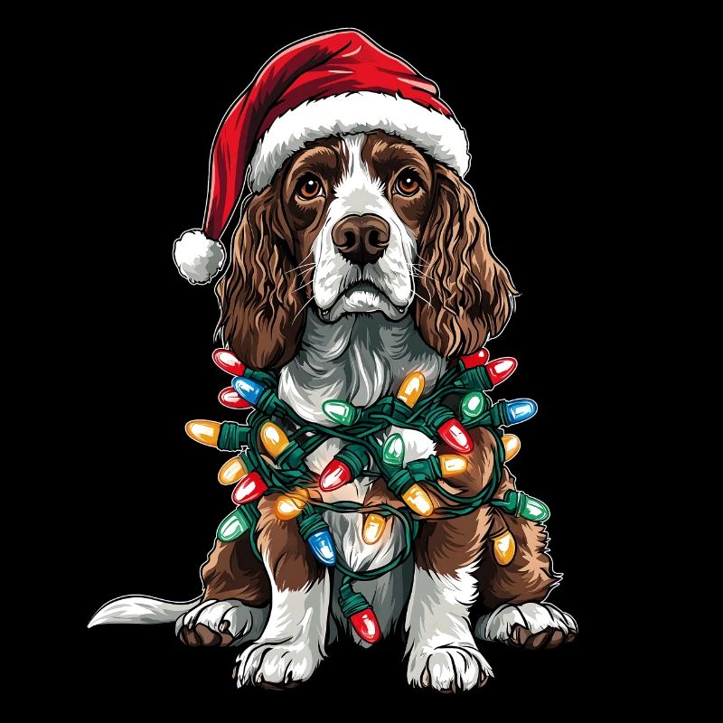 Springer Spaniel Hund Weihnachtsmütze Xmas