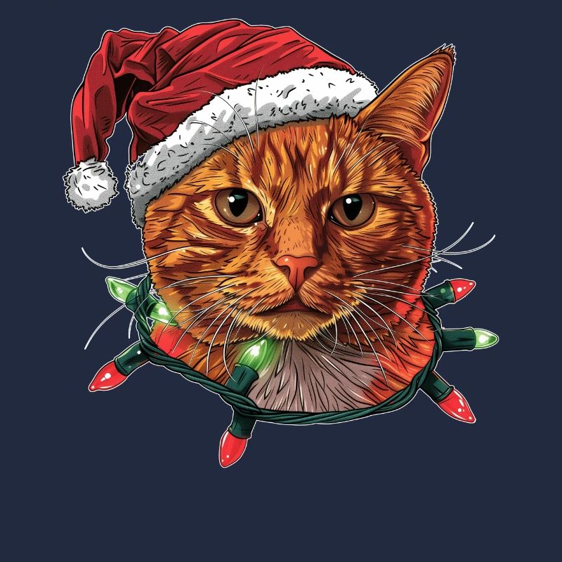 Mignon chat orange chat tigré chapeau de Noël