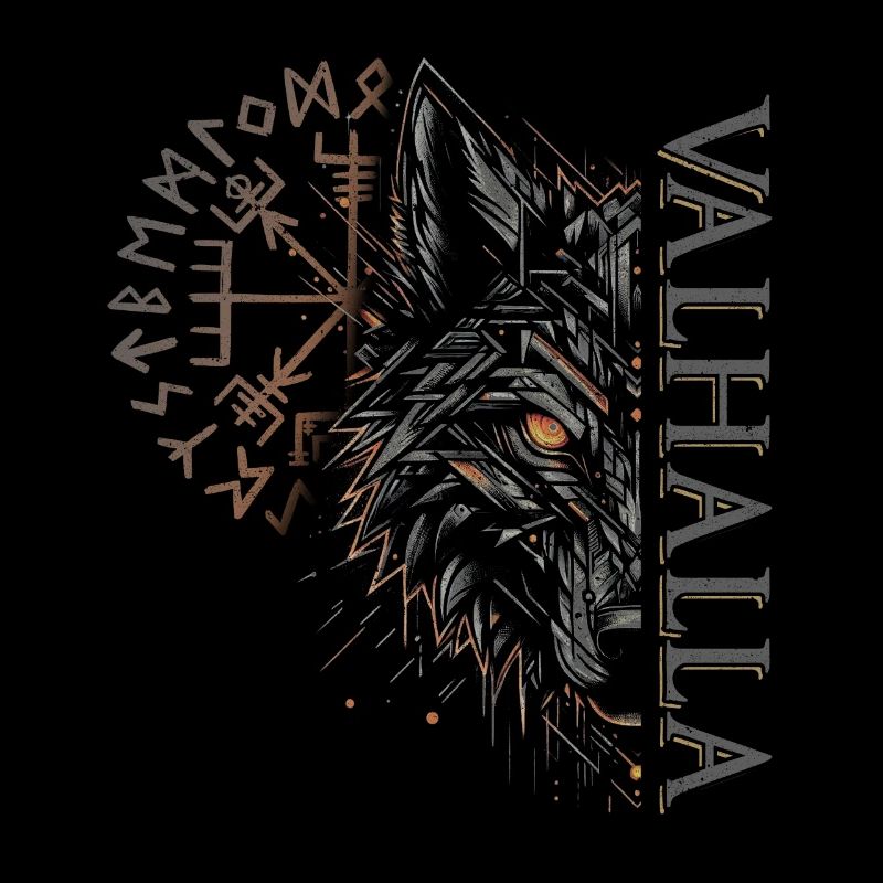 Valhalla Wolf Nordische Götter Wikinger Kompass