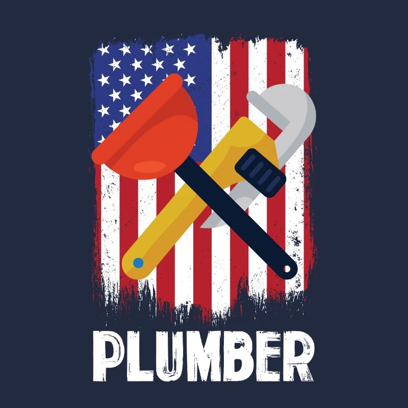 Outils de plombier devant le drapeau américain