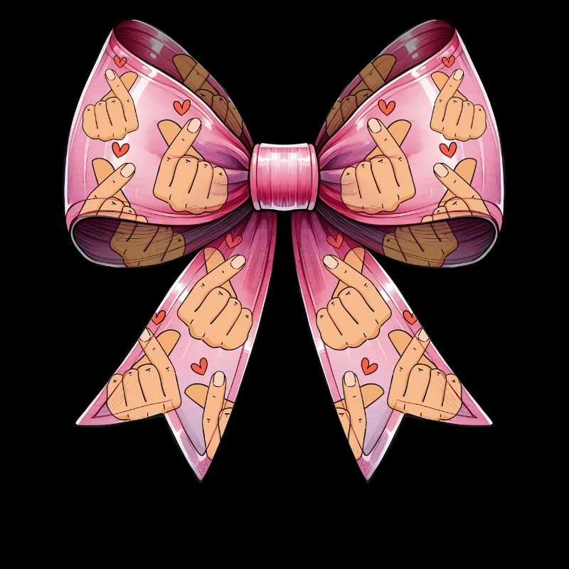 Coquette Bogen Saranghae Kpop Finger Herz Rosa