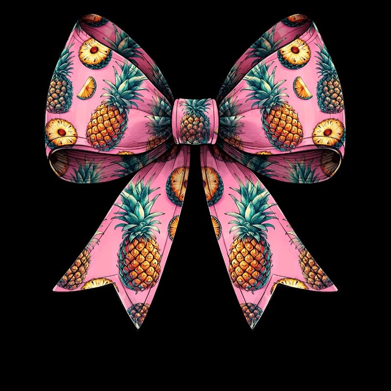 Coquette Bow Pineapple Pattern Hawaiian Pink