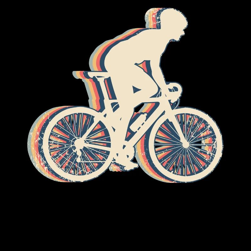 Cycling Biker Cyclist Bicycle Retro Line