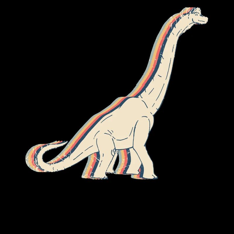 Brachiosaurus Dinosaur Retro Line Art