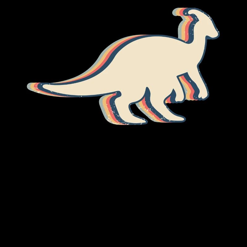 Parasaurolophus Dinosaur Retro Line Art