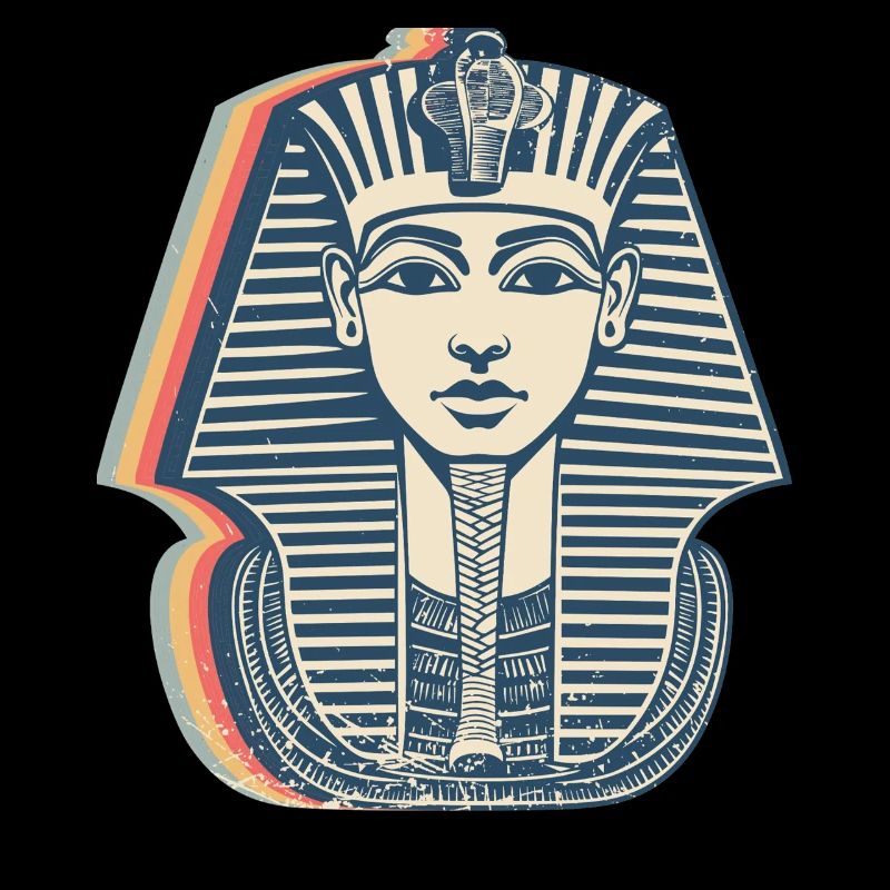 Pharaoh King Does Egyptian Retro Line Art