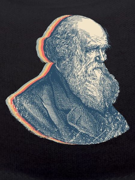 Charles Darwin Evolutionstheorie Retro-Linienkunst