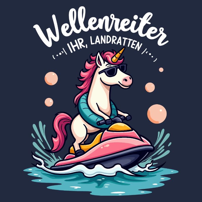 Pinker Einhorn Wellenreiter