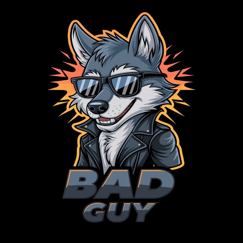 Cooler Wolf Mit Sonnenbrille Und Lederjacke - Bad