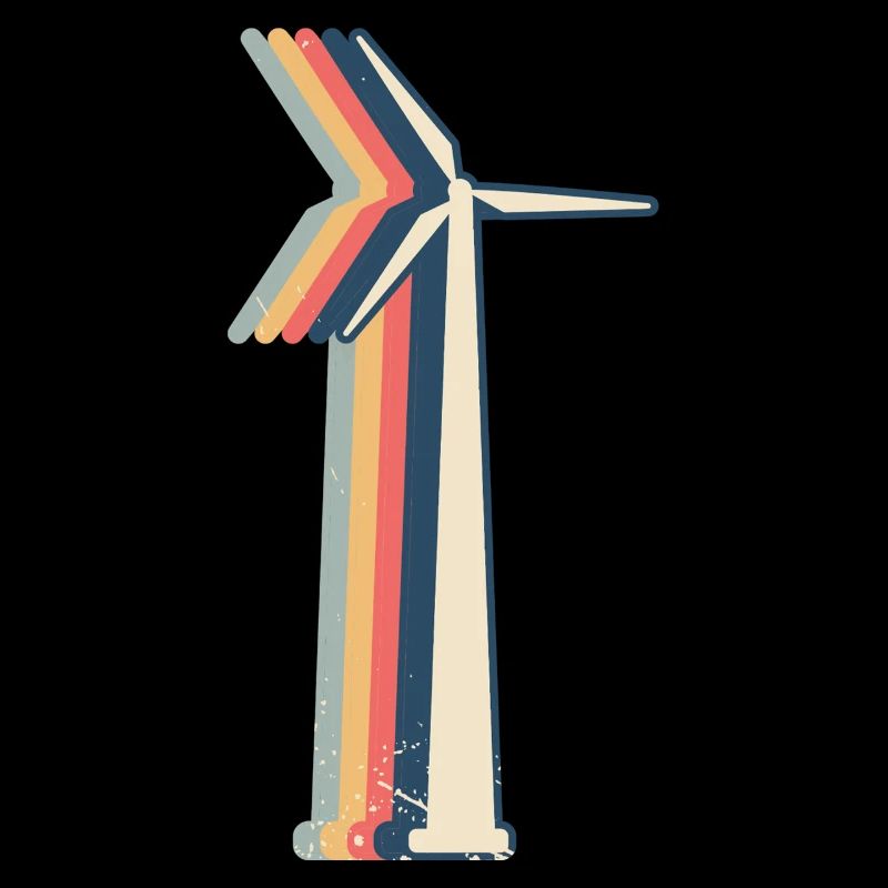 Technicien d’éolienne Rétro Line Art