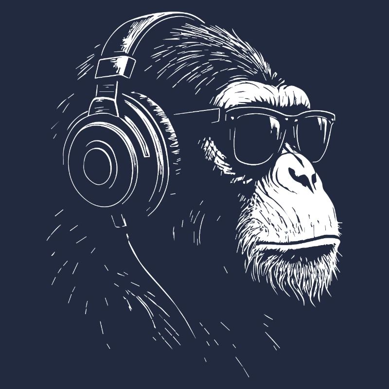 Kopfhörer Monkey mit Sonnenbrille