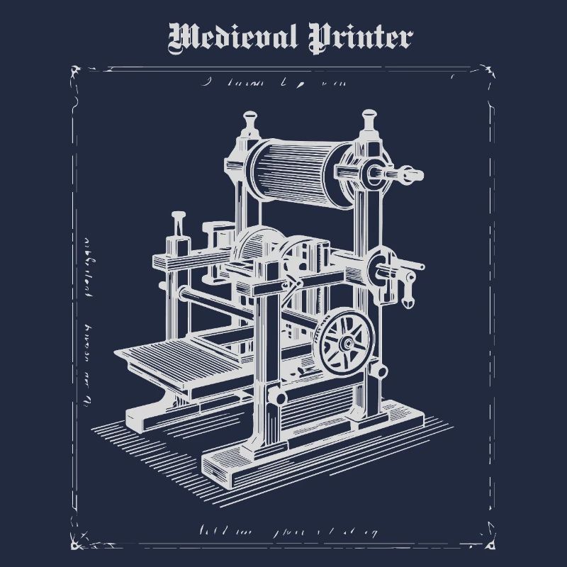Antique Printer Machine Illustration