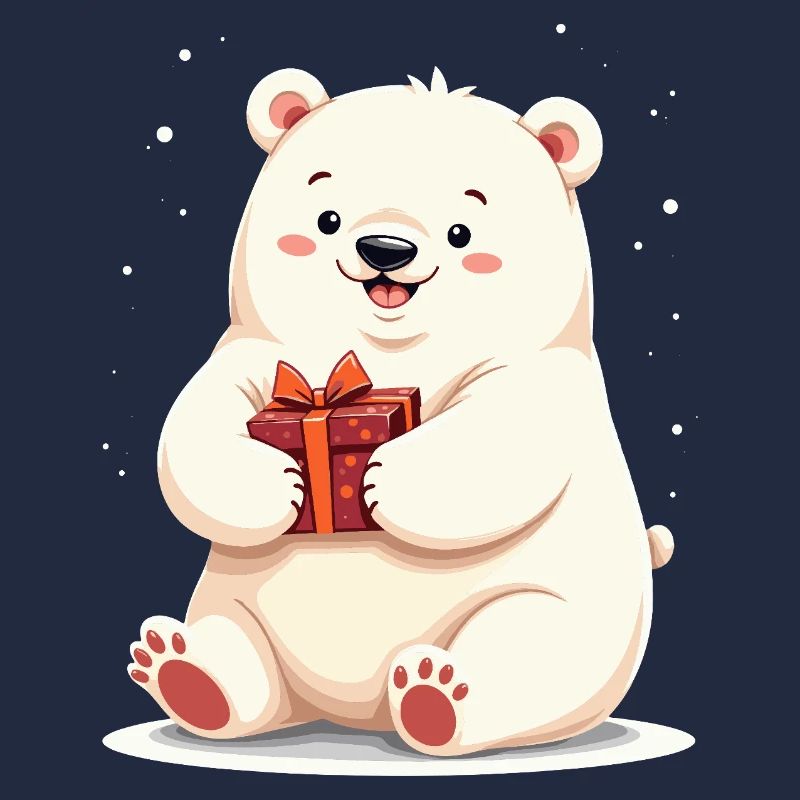 Niedlicher Eisbär mit Geschenkillustration