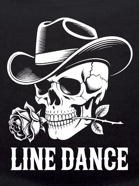 Line Dance Skull with Rose