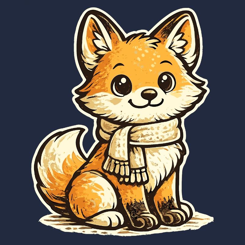 Renard réchauffant avec écharpe