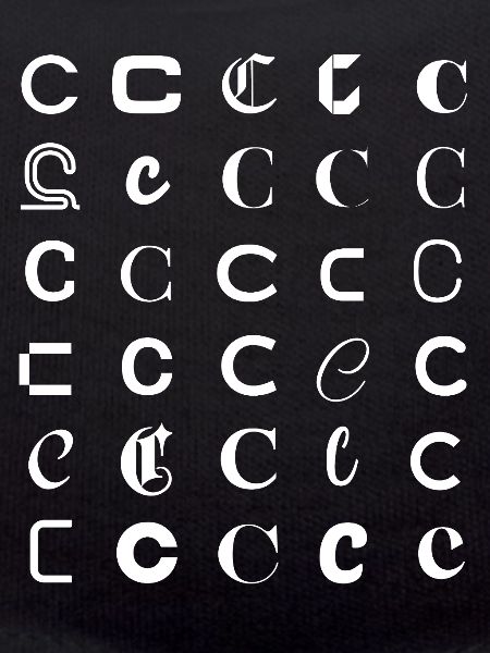 Typografie C-Glyphen-Monogramm-Satz