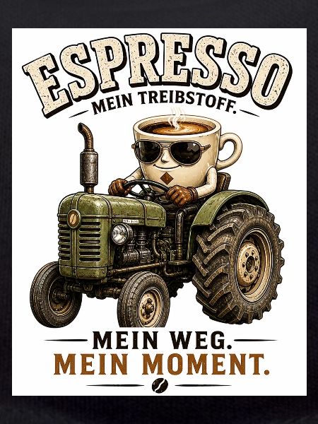 Espresso Treibstoff auf dem Traktor