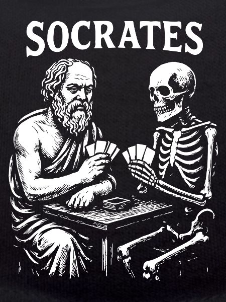 Socrates playing cards with death