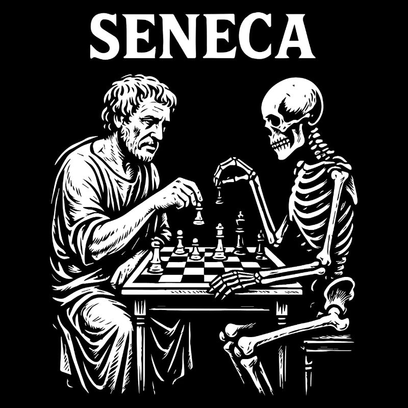 Sénèque jouant aux échecs avec un squelette